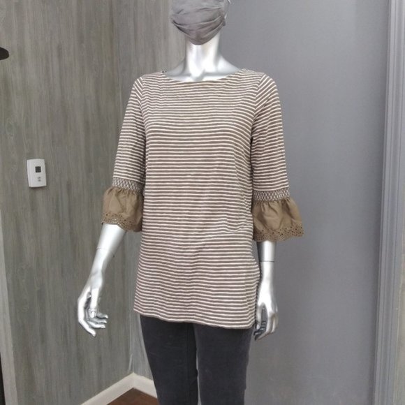 J. Jill Tops - J.Jill Cotton Jersey with Eyelet Cuffs